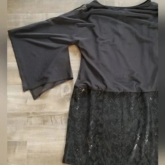 NWT Picadilly black open flowy mesh kimono angel sleeves - Picture 5 of 7